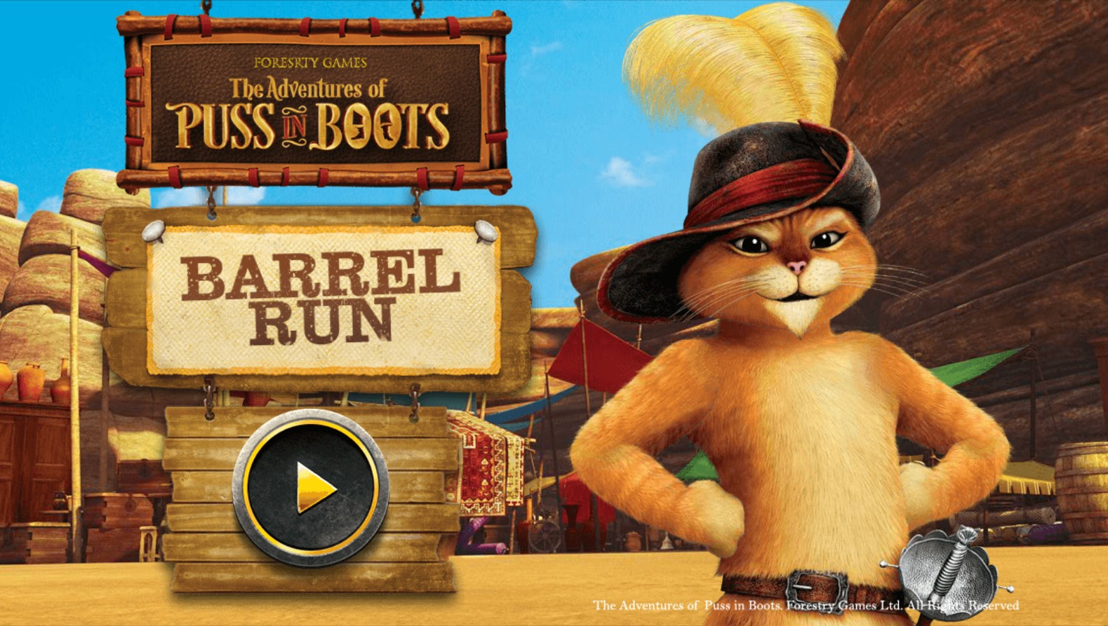 Puss in Boots Barrel Run Online Game