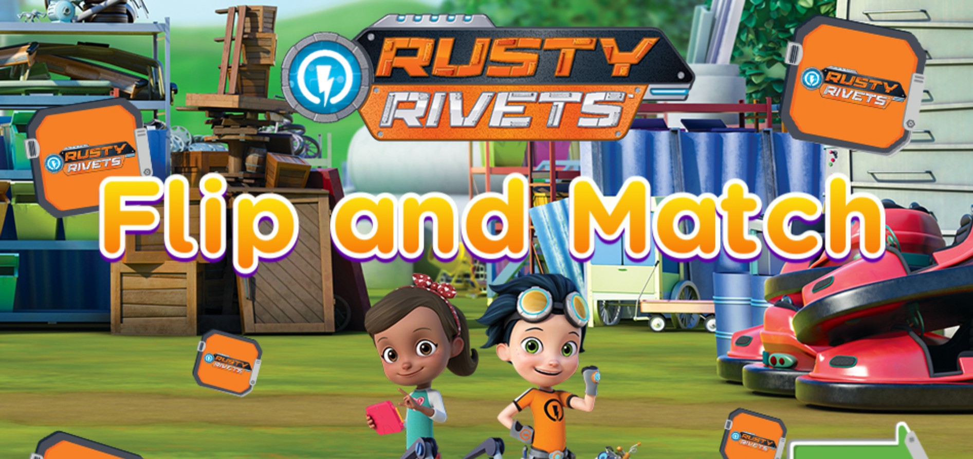 Rusty Rivets Flip and Match - Memory Brain Training Game
